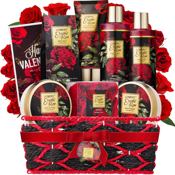 Valentines Gift Basket for Women, Spa Gifts Set, Bath and Body Gift Set