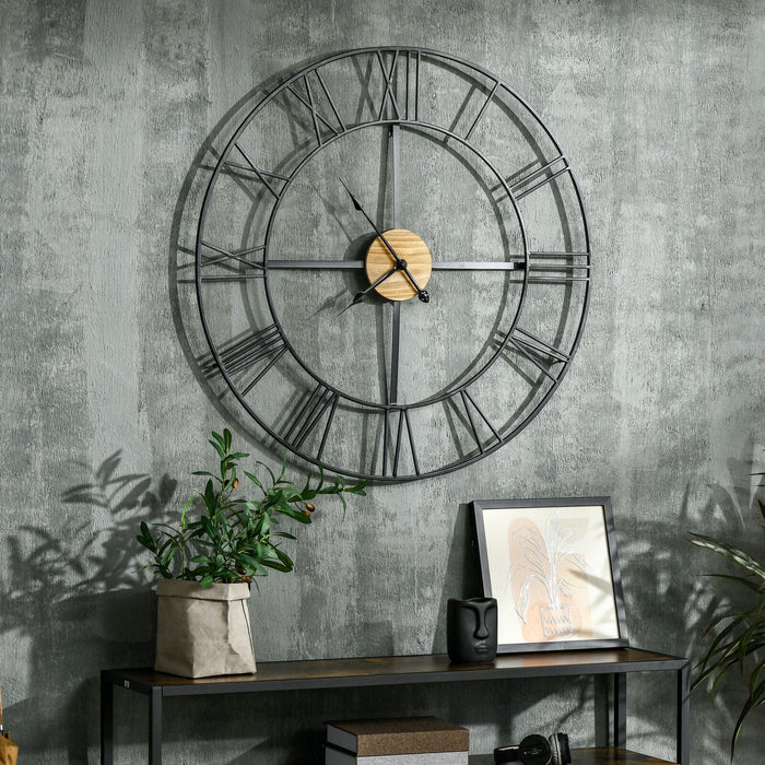 36" Large Wall Clock, Metal Retro Roman Numeral Clock