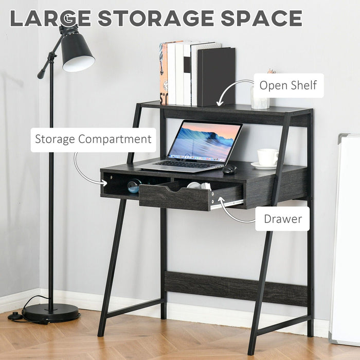 Computer Desk for Small Spaces School Student Desk w/ Drawer and Storage Shelves