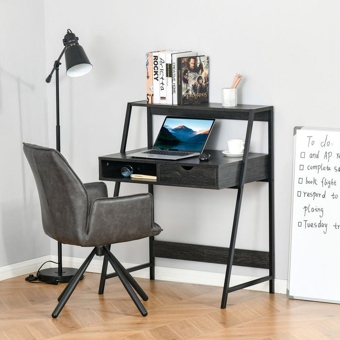 Computer Desk for Small Spaces School Student Desk w/ Drawer and Storage Shelves