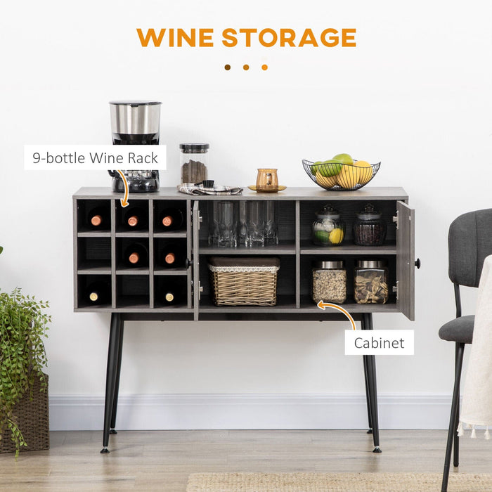 Buffet Cabinet, Storage Sideboard with 9-Bottle Wine Rack