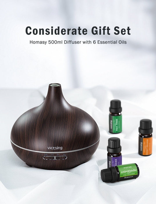 500ml Aromatherapy Essential Oil Diffuser Humidifier +6 Essential Oil