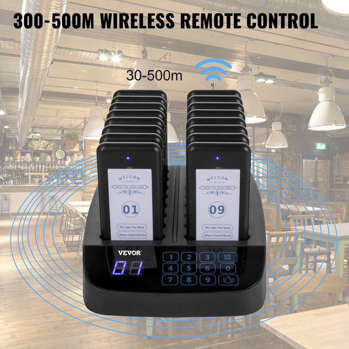 Restaurant Wireless Guest Paging System 16 Beepers Queuing Calling Pagers