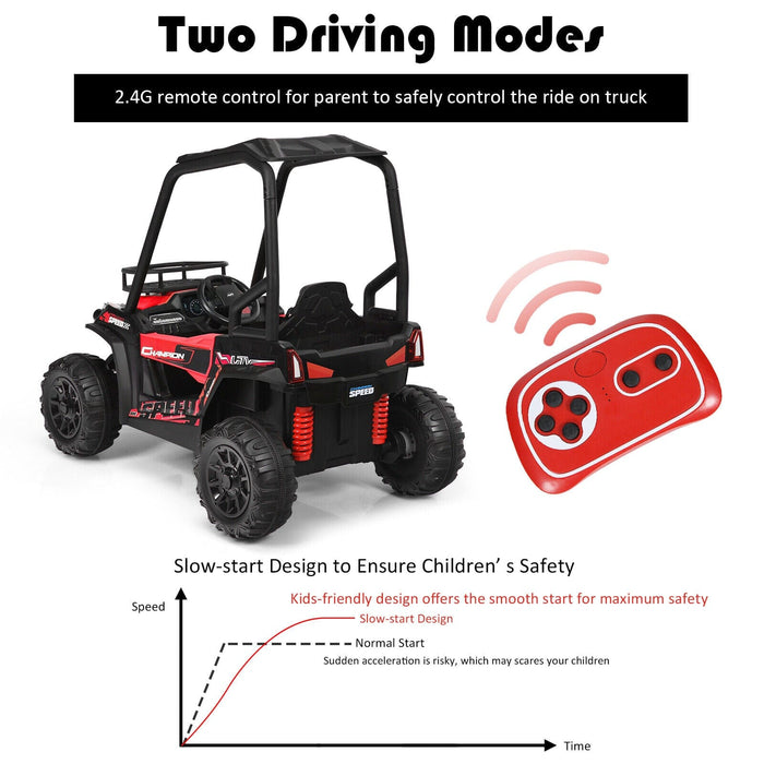 12V Kids Ride On Off-Road UTV Truck RC Electric Car w/ LED Lights Red