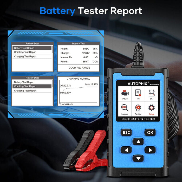 BAS300 PLUS 12V Car Battery Load Tester Battery Cranking Charging Analyzer Scan