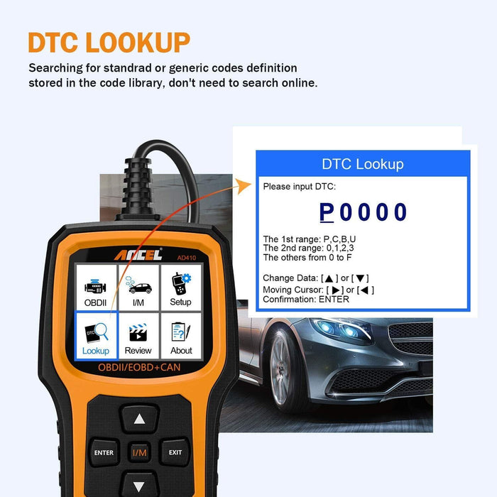 Ancel AD410 Auto OBD2 Code Reader Diagnostic Tool I/M Emission Check Car Scanner