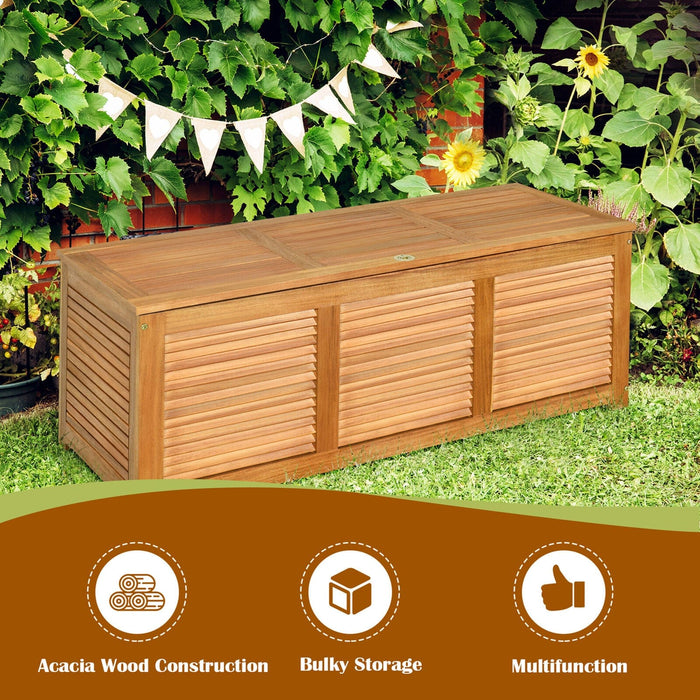 Wood Deck Box 47 Gallon Garden Backyard Storage Bench Container