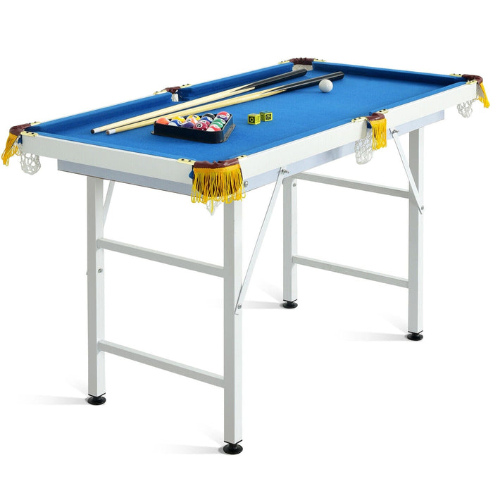 47" Folding Billiard Table Pool Game Table for Kids w/ Cues & Chalk & Brush