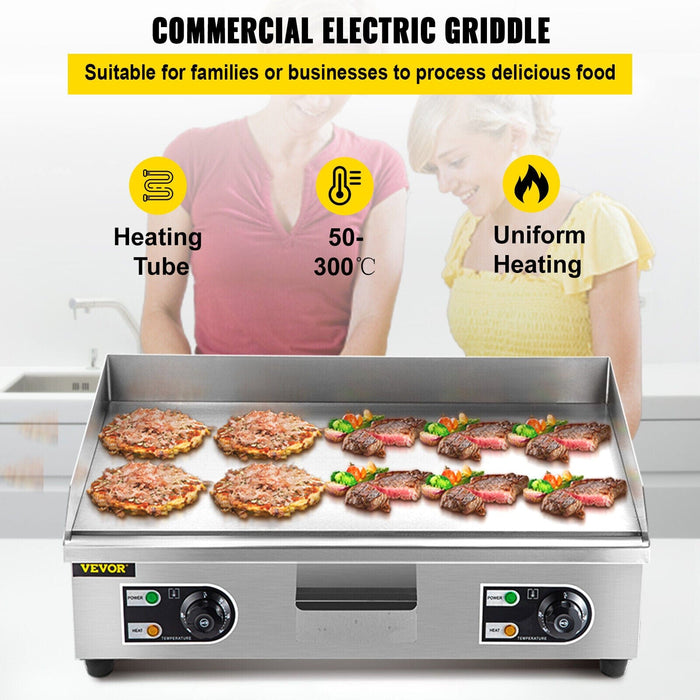 3000W 30" Commercial Electric Countertop Griddle Flat Top Grill Hot Plate BBQ