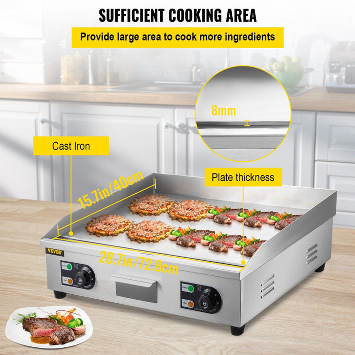 3000W 30" Commercial Electric Countertop Griddle Flat Top Grill Hot Plate BBQ