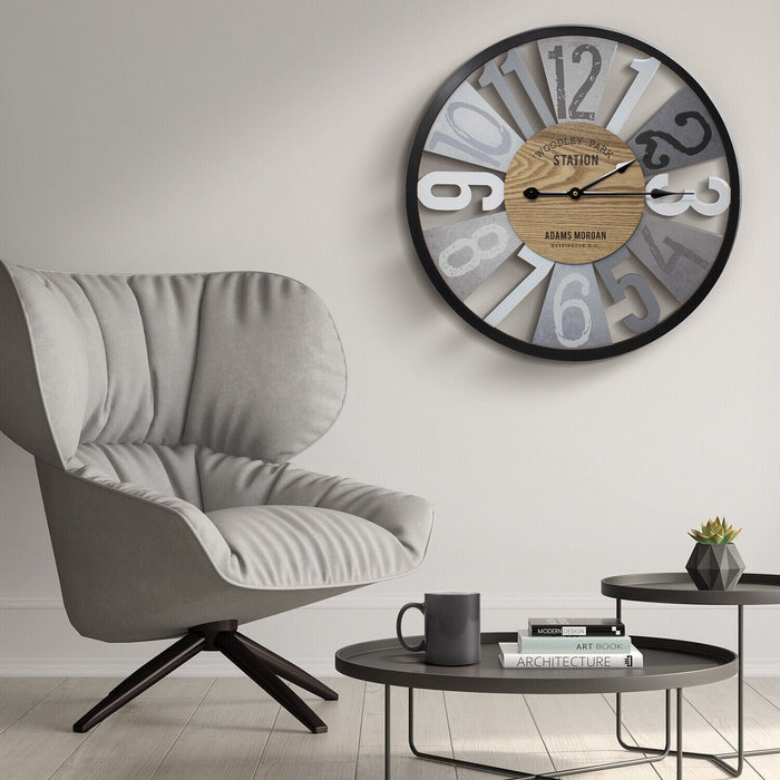 Large 24" Analog Wall Clock for Living Room - Modern Farmhouse Wall Décor