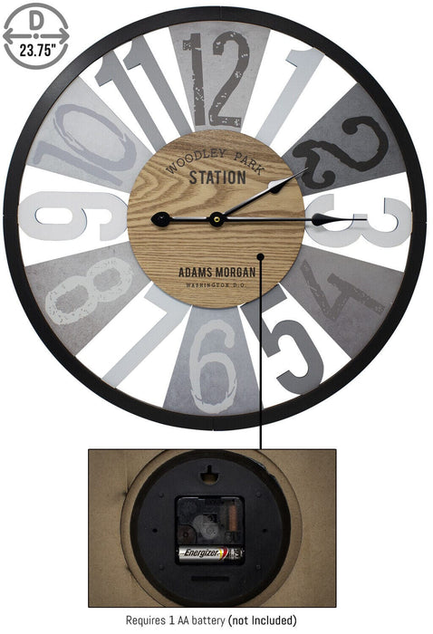 Large 24" Analog Wall Clock for Living Room - Modern Farmhouse Wall Décor