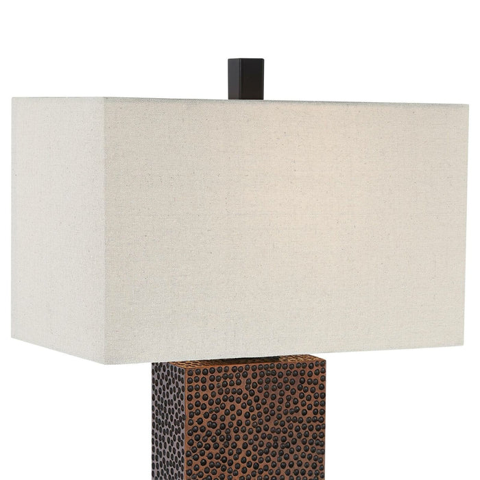 Modern Table Lamps Set of 2 Speckled Brown Rectangular Shade Living Room Bedroom