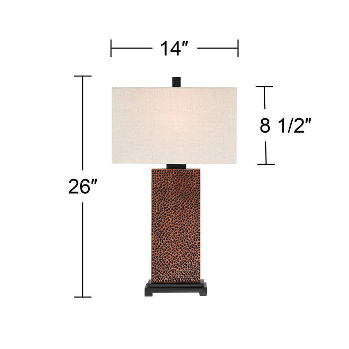 Modern Table Lamps Set of 2 Speckled Brown Rectangular Shade Living Room Bedroom