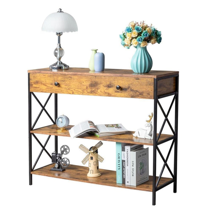 Sofa Console Table For Hallway Entryway Living Room 2 Drawers Organizer Storage