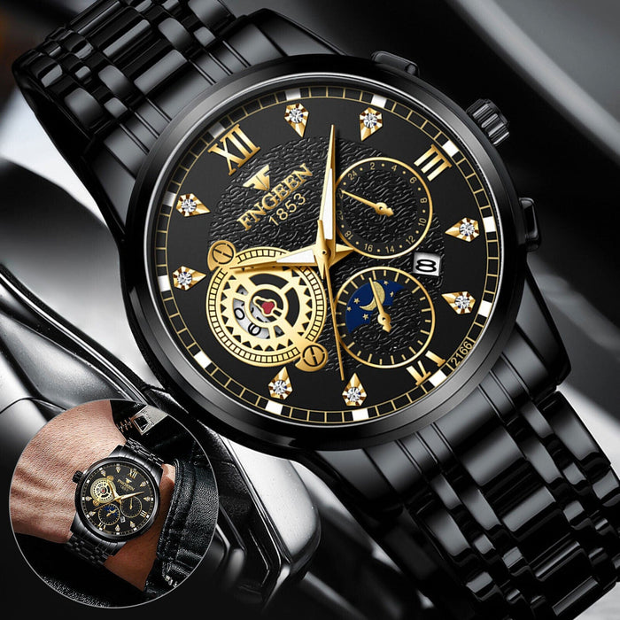 Luxury Men's Watch Business Stainless Steel Analog Quartz Waterproof Wristwatch