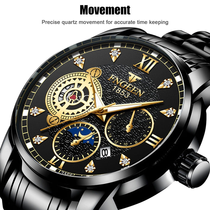 Luxury Men's Watch Business Stainless Steel Analog Quartz Waterproof Wristwatch