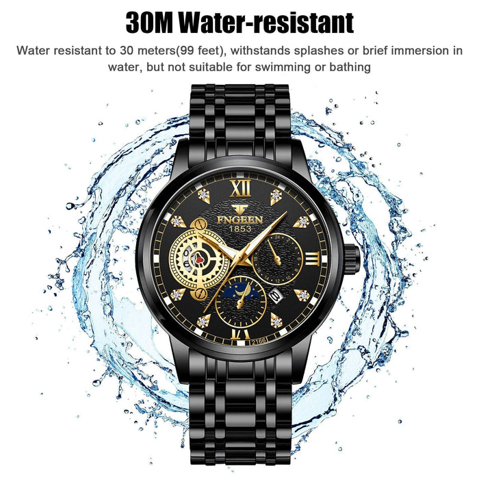 Luxury Men's Watch Business Stainless Steel Analog Quartz Waterproof Wristwatch