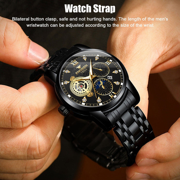 Luxury Men's Watch Business Stainless Steel Analog Quartz Waterproof Wristwatch