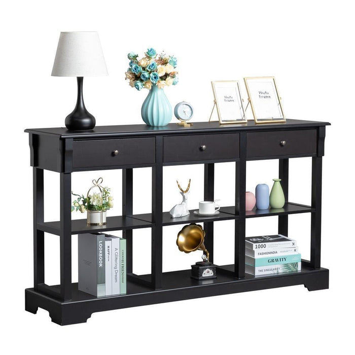 3 Tier Console Table for Entryway Hallway with 3 Drawer Storage and Bottom Shelf
