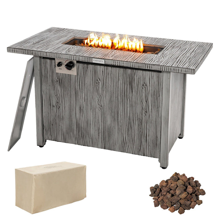 43-inch Propane Gas Fire Pit Table Wood-like Metal Fire Table w/Protective Cover