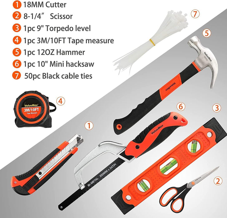 VALUEMAX 219Piece Home Tool Set General Basic Household Repairing Tool Kit w/Bag