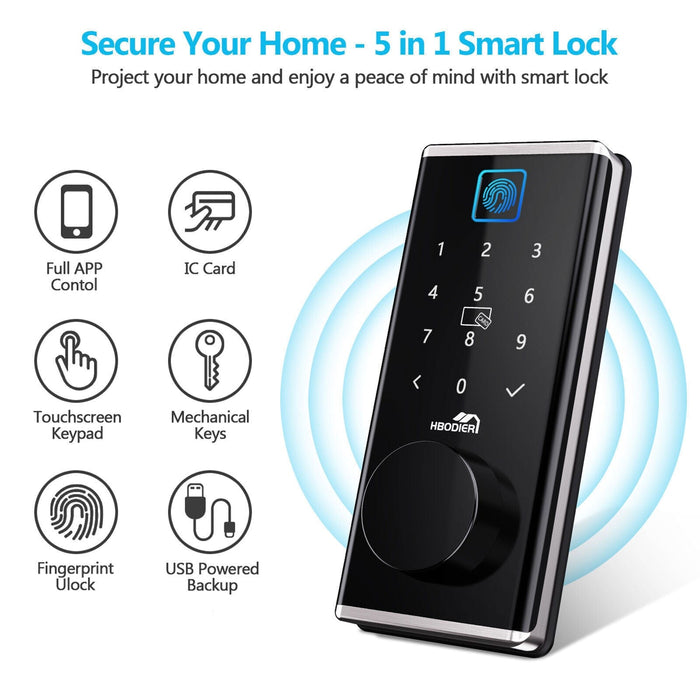 Electronic Digital Smart Door Lock WiFi APP Fingerprint Card Password Key