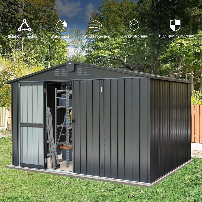 Domi Storage Shed 10'x 8' Metal Shed for Backyard ,Garden, Lawn, with Lockable Door