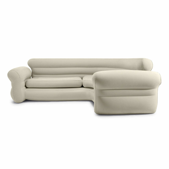 Intex Inflatable Corner Living Room Air Mattress Sectional Sofa Couch, Beige