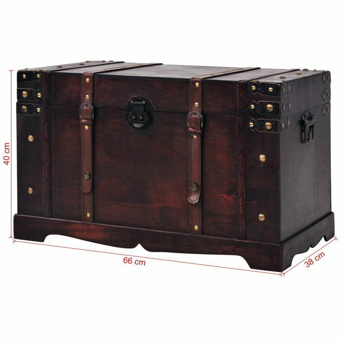 Vintage Treasure Chest Wood Storage Trunk Organizer Box Side Stand