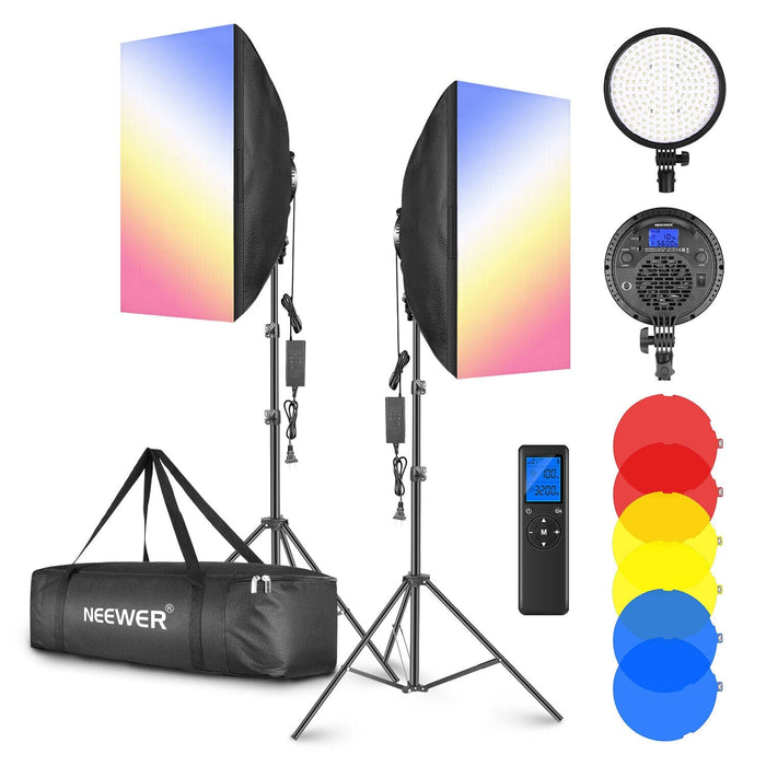 Neewer 2-Pack 100W Softbox Video LED Lighting Kit with 2.4GHz Remote Control
