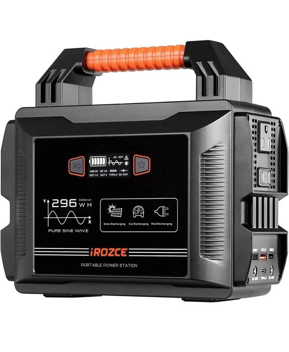 iRozce 300W Portable Power Station 296Wh Solar Generators Battery