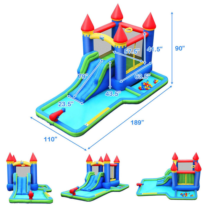 Inflatable Castle Bouncer Bounce House Slide Water Park BallPit with 580W Blower