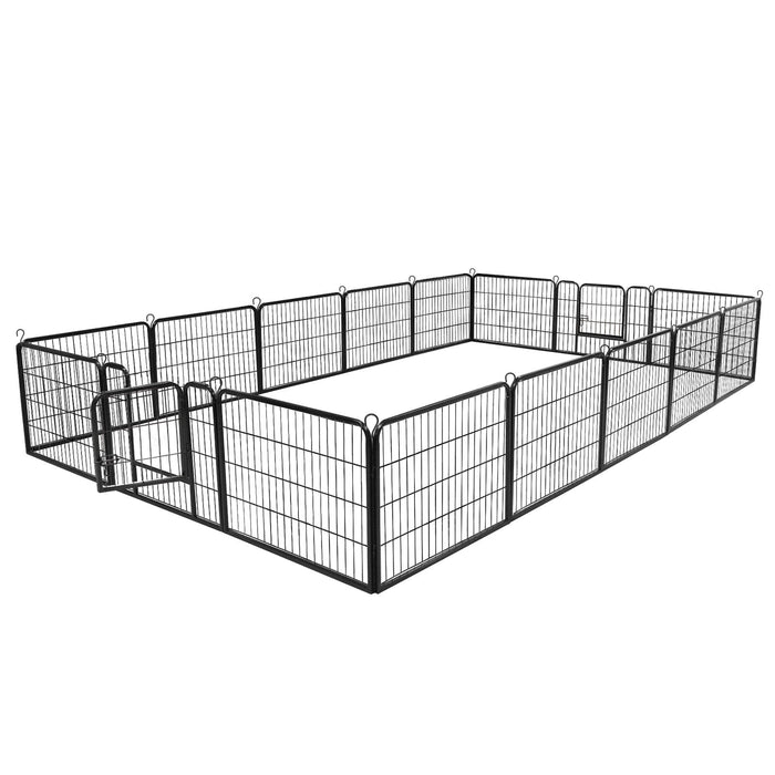 16 Panels Heavy-Duty Metal Dog Cage Crate Pet Dog Playpen Kennel Exercise Fence