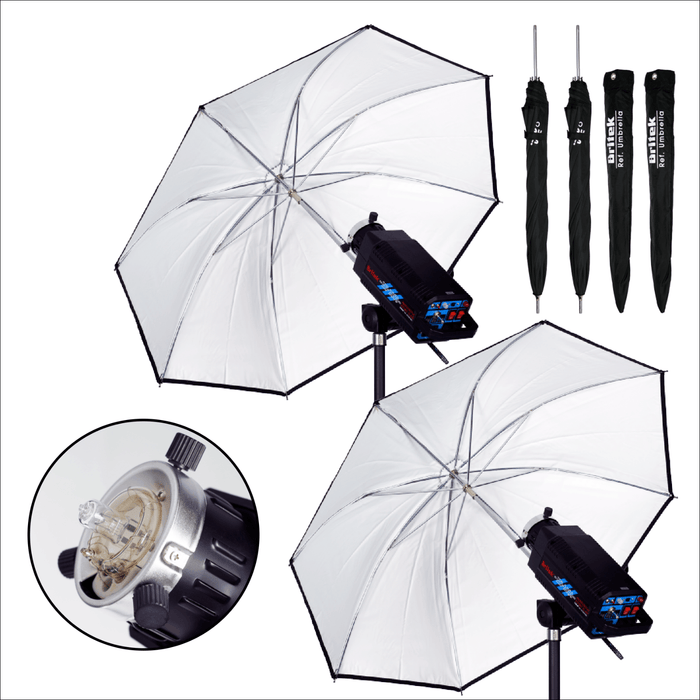 [2PACK] Britek 440W Flash Strobe Monolight w Modeling Lamp, Flash Tube, Umbrella