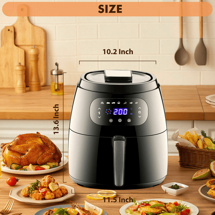 XXL 8.6QT Digital Electric Air Fryer with LED Touch Display- Temperature Control