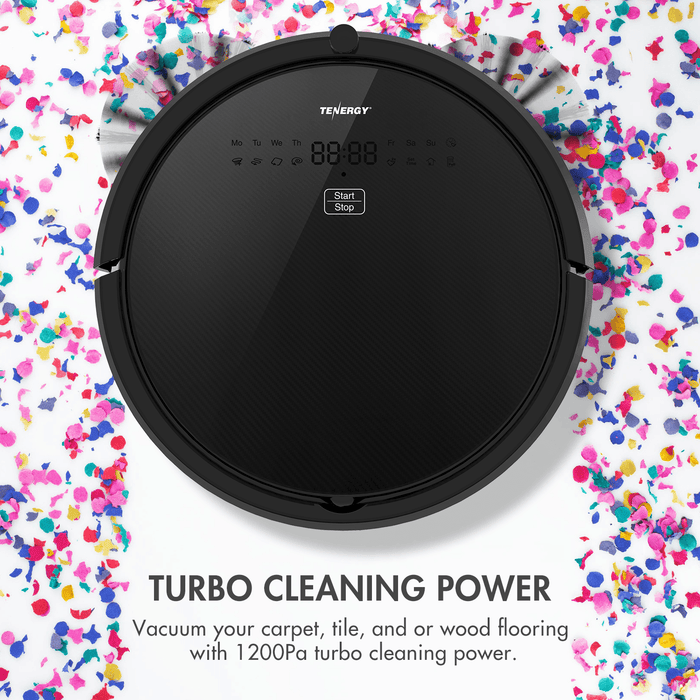 Tenergy Robot Vacuum Cleaner Max Power Suction Self-Charging Floors Thin Carpets