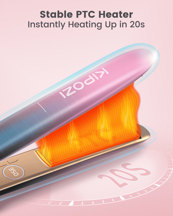 KIPOZI I In Hair Straightener Curler 2 in 1 Styling Titanium