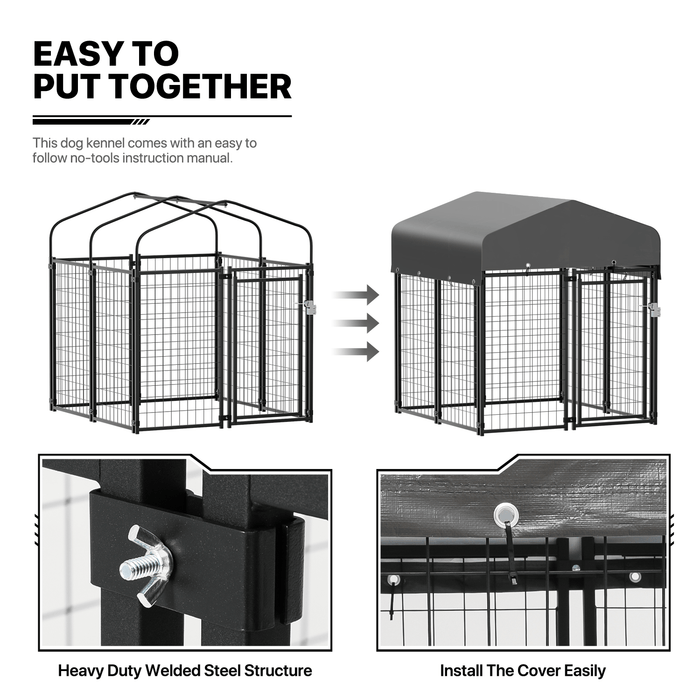 51' Outdoor Metal Dog Kennel Pet Enclosure House Crate Fence Playpen