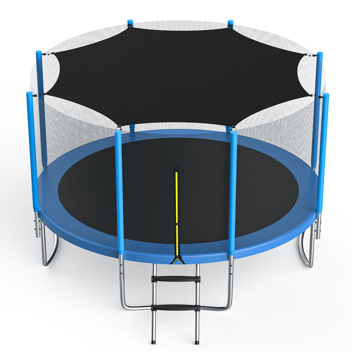 Jugader 12ft 400lbs Trampoline with Safety Enclosure, Shade Net
