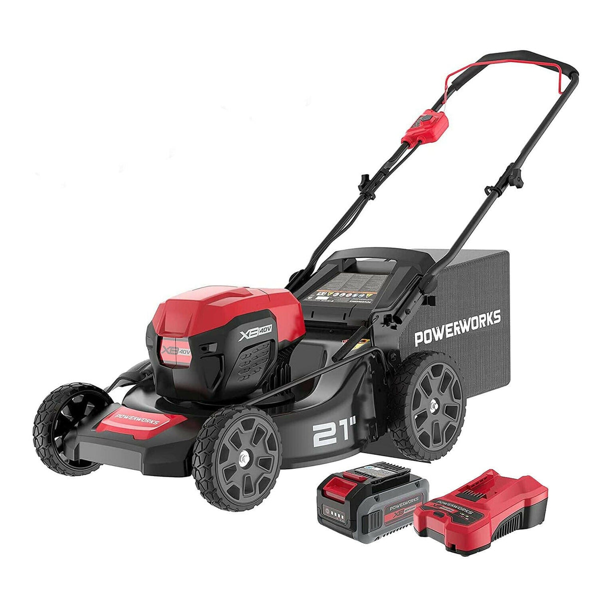 PowerWorks XB 40V 21 inch Deck Cordless Lawn Mower with 4Ah Battery an ...