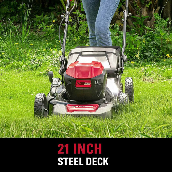 PowerWorks XB 40V 21 inch Deck Cordless Lawn Mower with 4Ah Battery and Charger