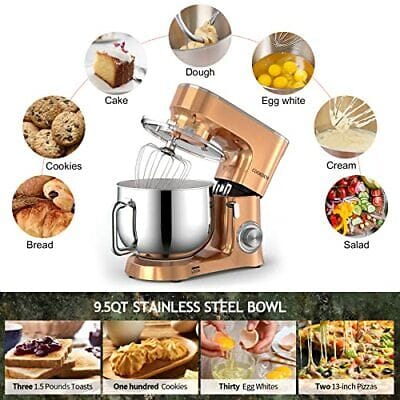 COOKLEE 9.5 Qt. 660W 10-Speed Stand Mixer w/ Dish Washer Safe Accessories