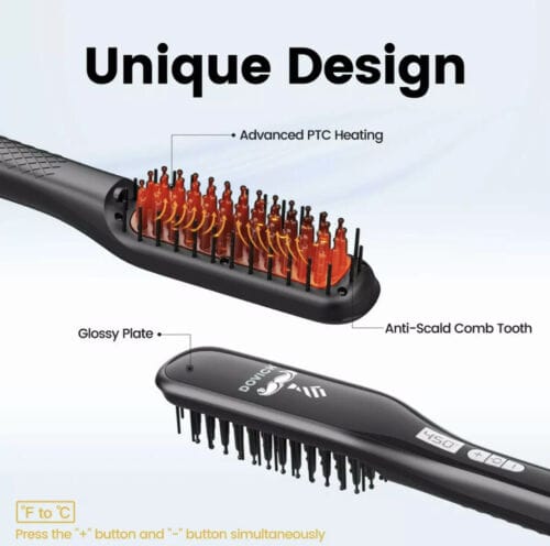 Upgraded Hair Straightener 3 in 1 Dovich Unique Design Beard Hair Comb