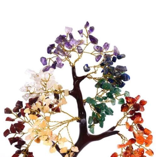 Good~Luck Seven Chakra Reiki Healing Crystal Golden~Wire Tree ~Stability & Peace