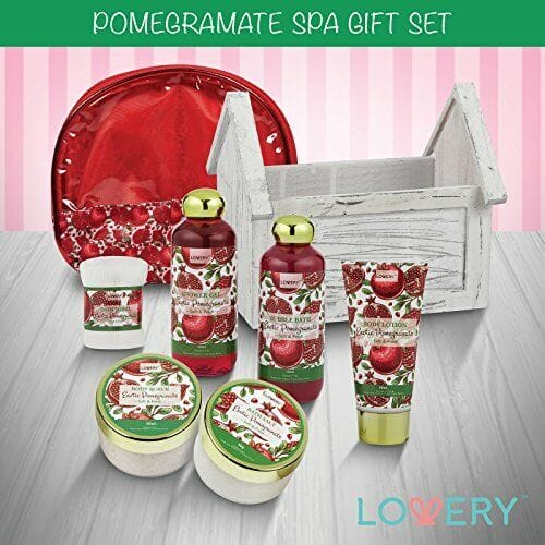 Home Spa Gift Basket - Bath & Body Set For Women - Pomegranate Scent